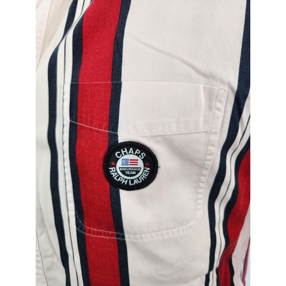 90s Chaps Ralph Lauren Red and White Striped Cotton Button Down - Picture 4 of 7